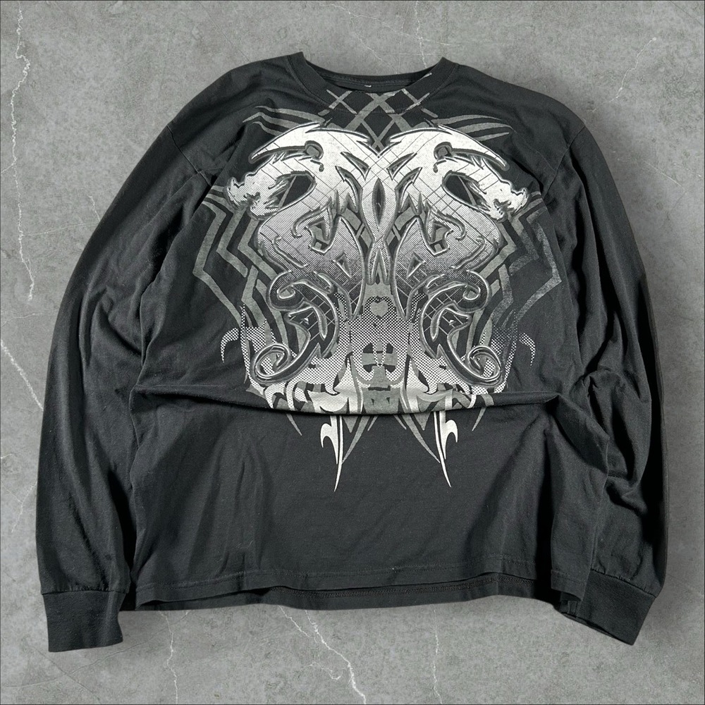 Ink Inc Shirt Mens XL Black Y2K Grunge Dragon Tribal Mallgoth Emo  2000s Chrome‎